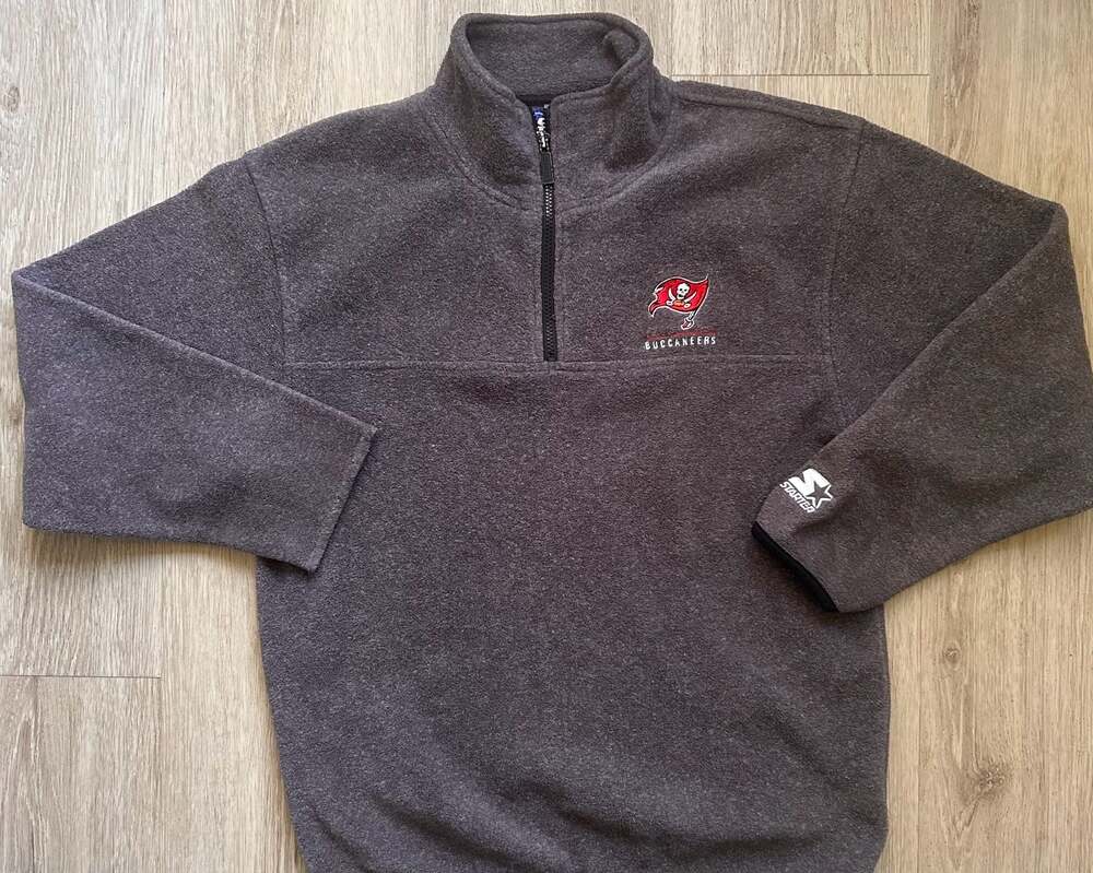 Starter NFL Tampa Bay Buccaneers Gray Fleece 1/4 Zip Pullover Jacket Medium